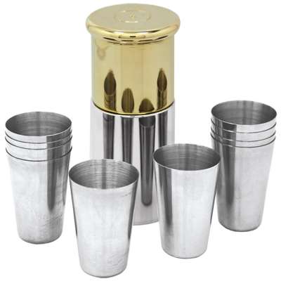 shot gun bullet cartridge 8pcs travel shot cup set stainless steel cup with funnel