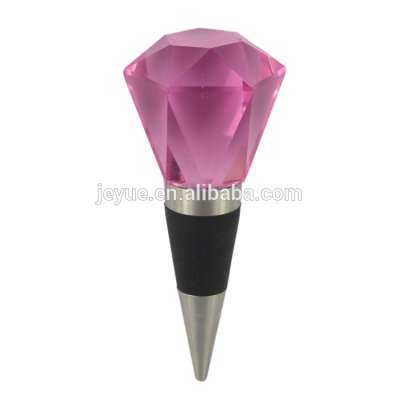 Crystal Faceted Liquor Wine Chrome Bottle Stopper