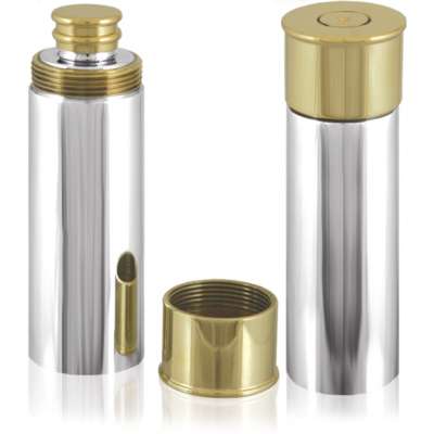 Shot gun bullet cartridge shaped vacuum flask with funnel