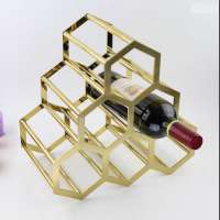 Most popular vintage art decorative display stainless steel metal wine bottle cellar rack